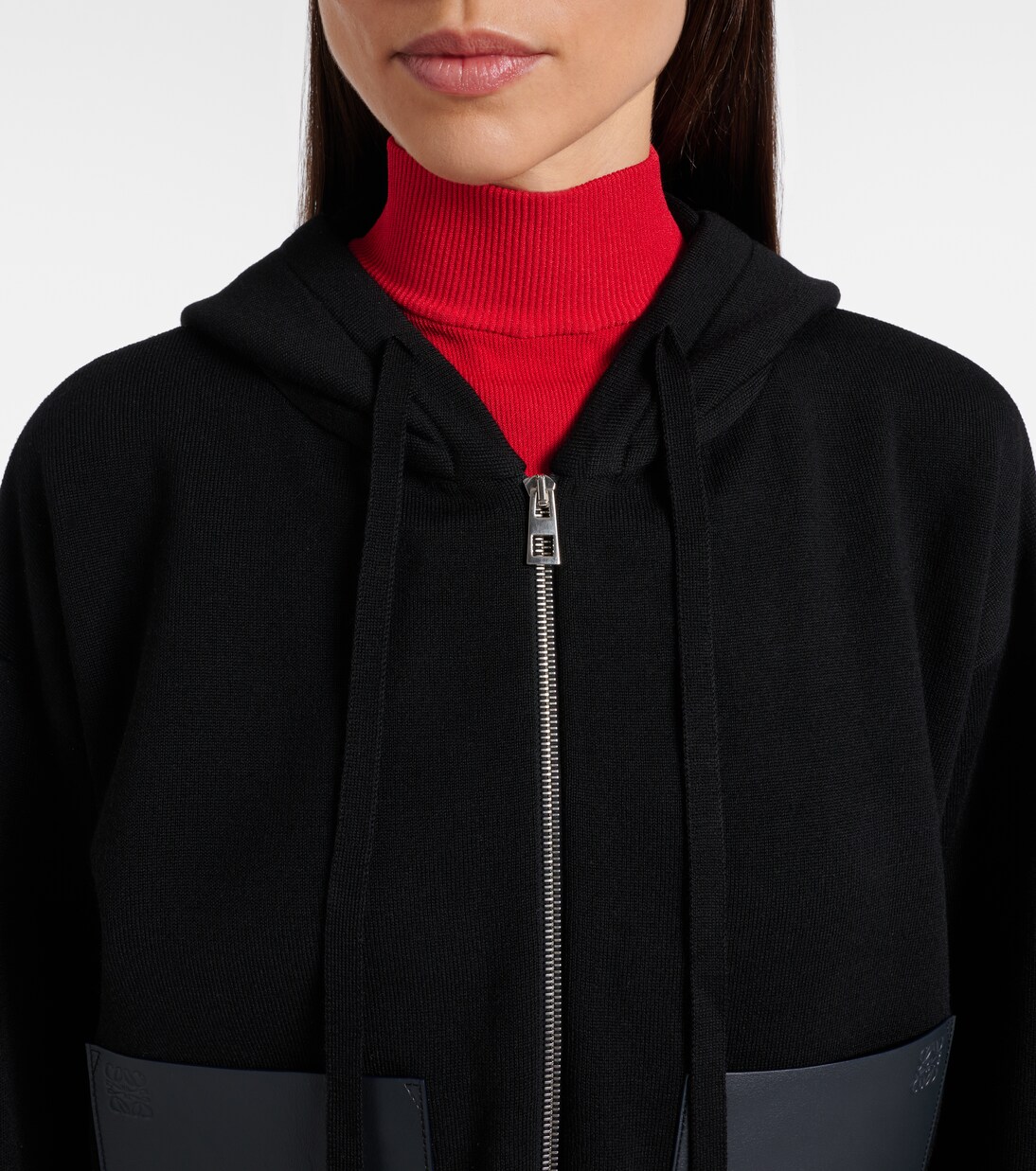 Kapuzenjacke Anagram aus Wolle mit Leder | Loewe