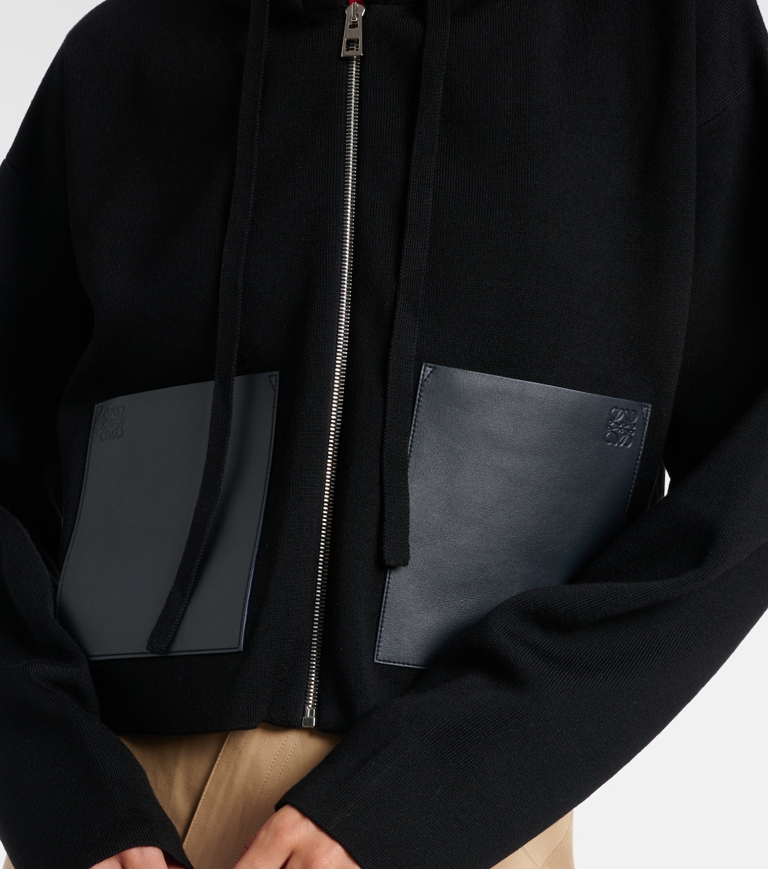 Kapuzenjacke Anagram aus Wolle mit Leder | Loewe