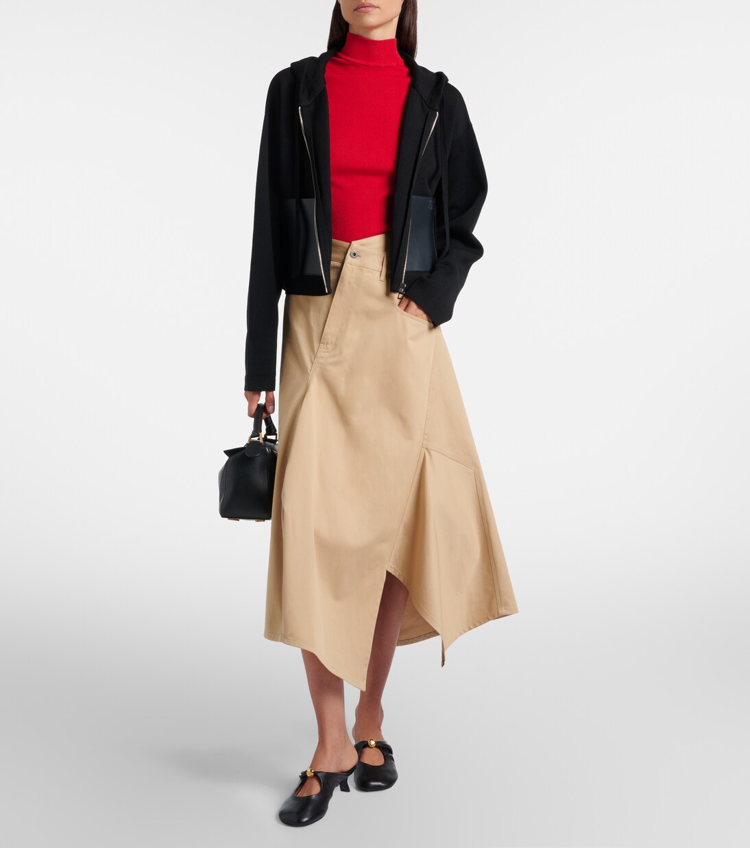 Kapuzenjacke Anagram aus Wolle mit Leder | Loewe