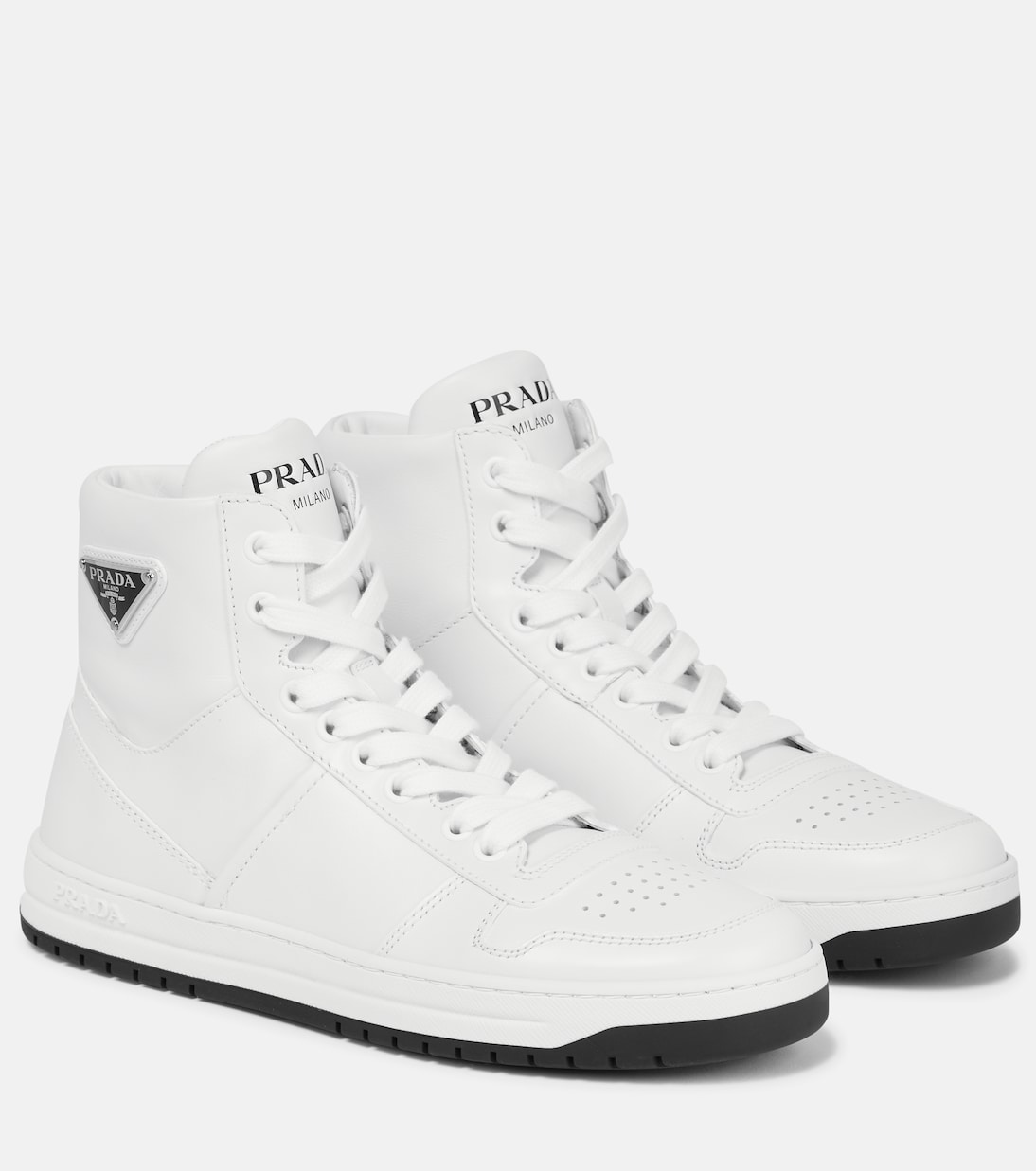 Leather high-top sneakers | Prada