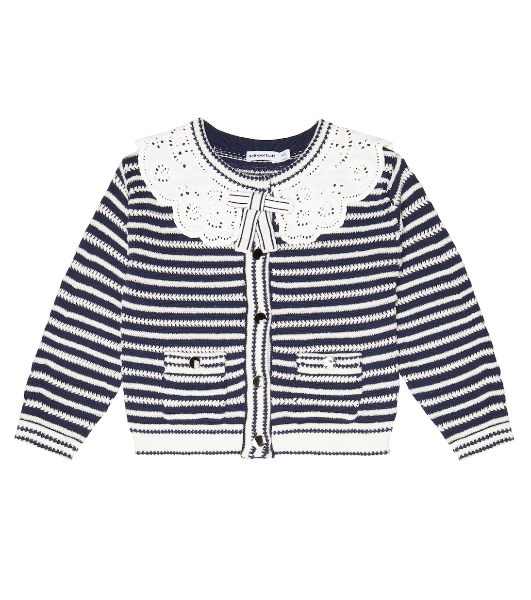 Broderie anglaise striped cardigan | Self-Portrait Kids