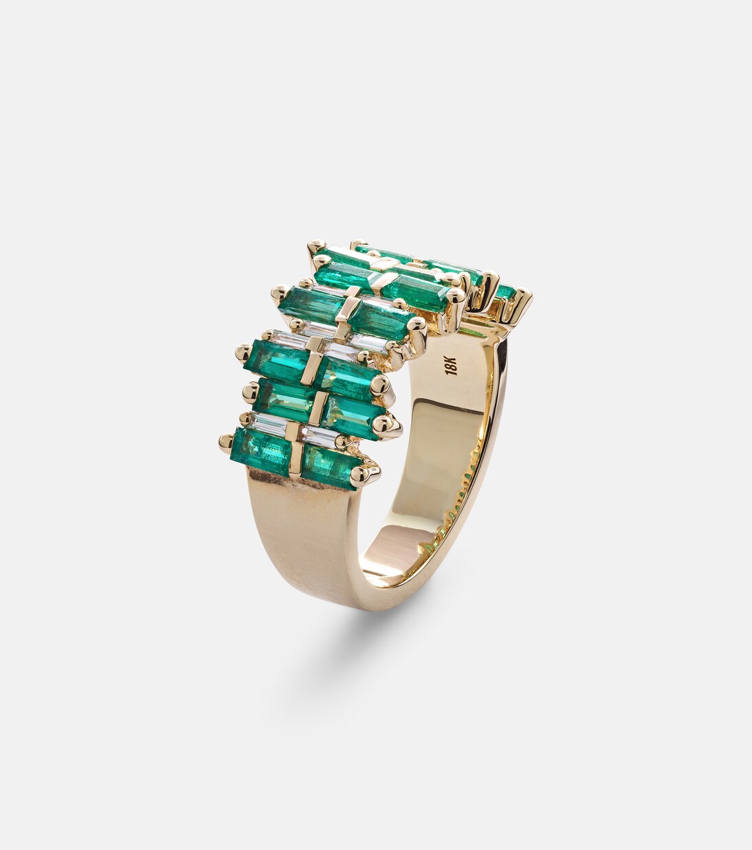 Anillo de oro de 18 ct con diamantes y esmeraldas | Suzanne Kalan