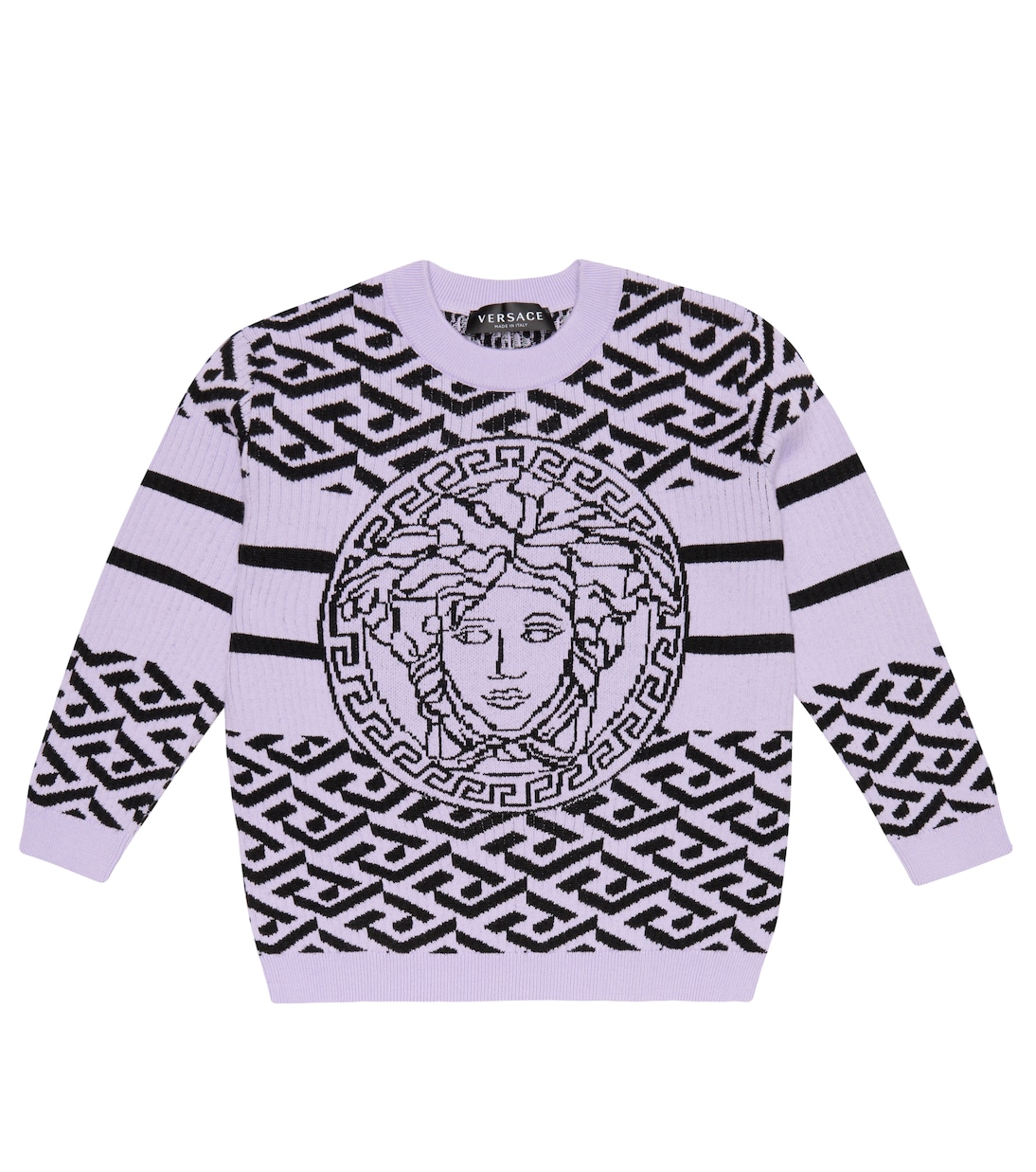Cotton and wool jacquard sweater | Versace Kids