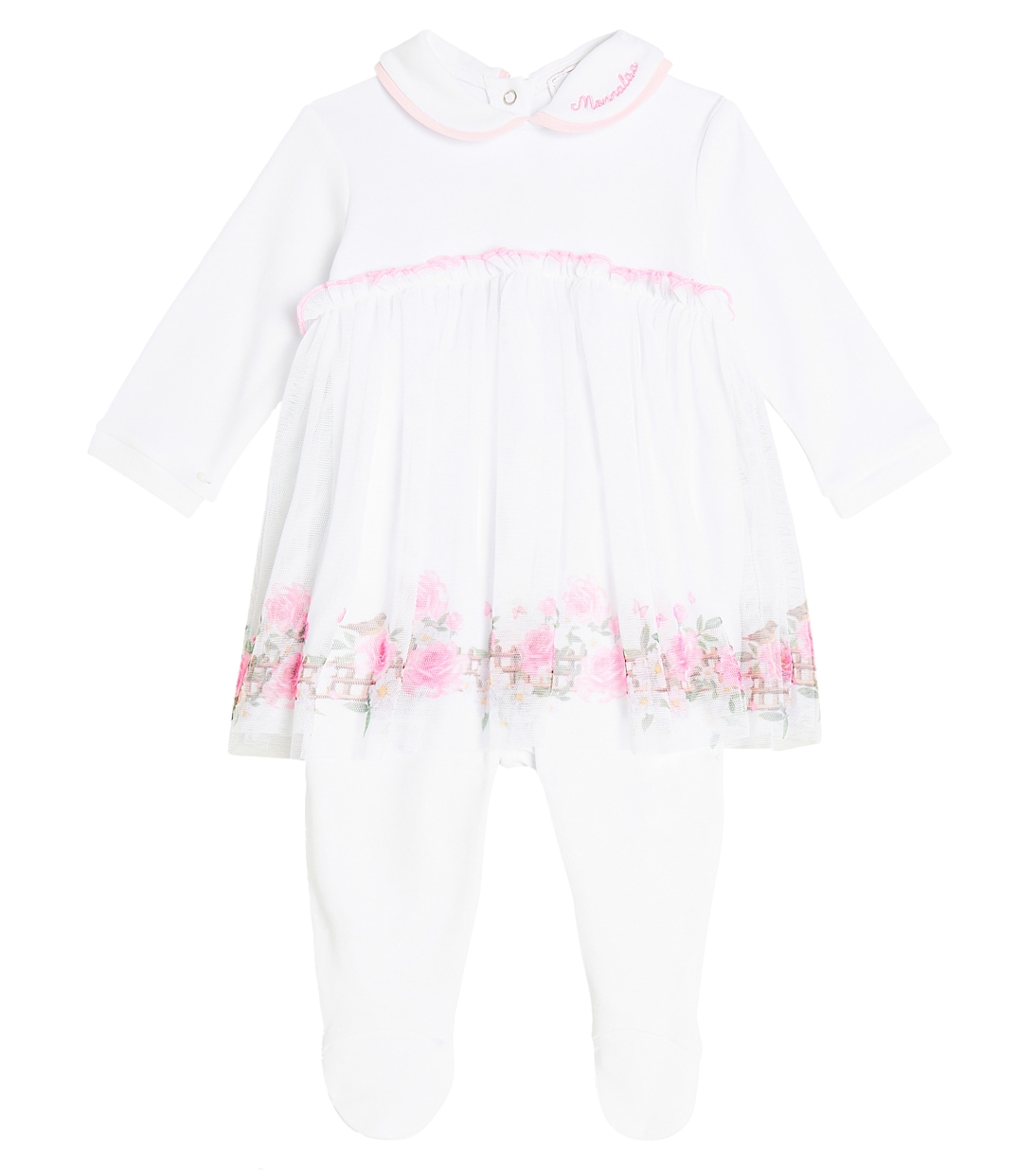 Baby floral-embellished cotton bodysuit | Monnalisa