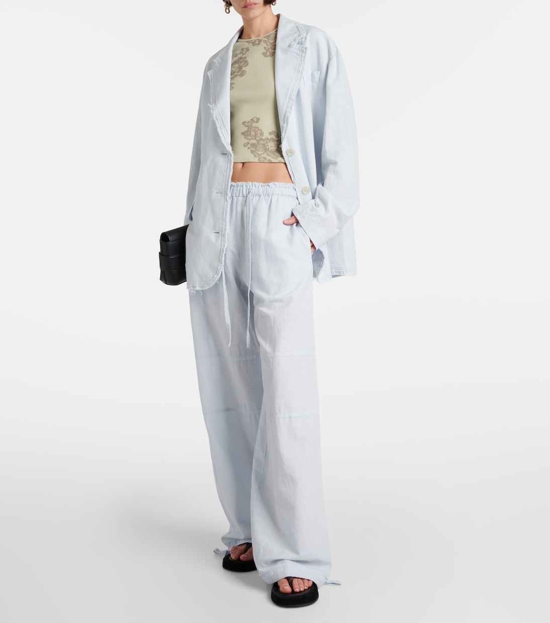 Mid-rise cotton and linen wide-leg pants | Acne Studios