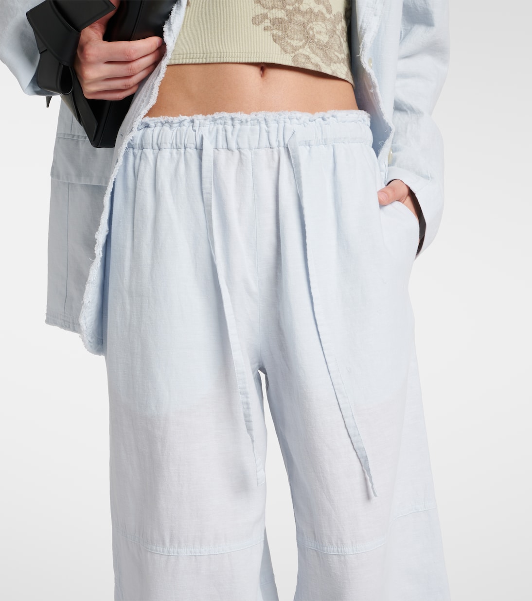 Mid-rise cotton and linen wide-leg pants | Acne Studios