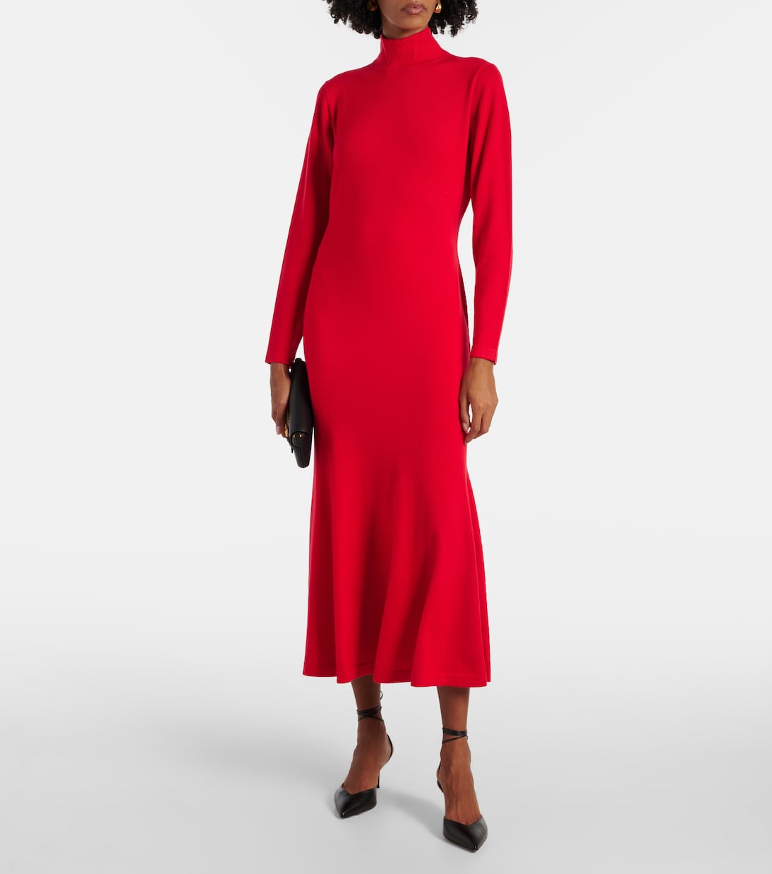 Vestido midi de lana con cuello alto | Carolina Herrera
