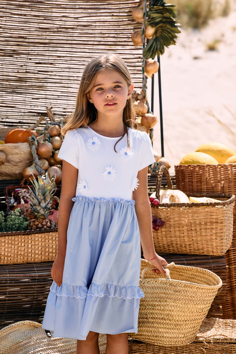 Floral-appliqué cotton-blend dress | Patachou