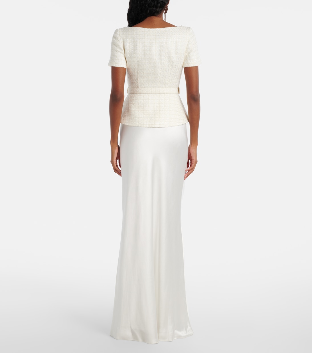 Bridal Maxikleid aus Satin und Bouclé | Self-Portrait