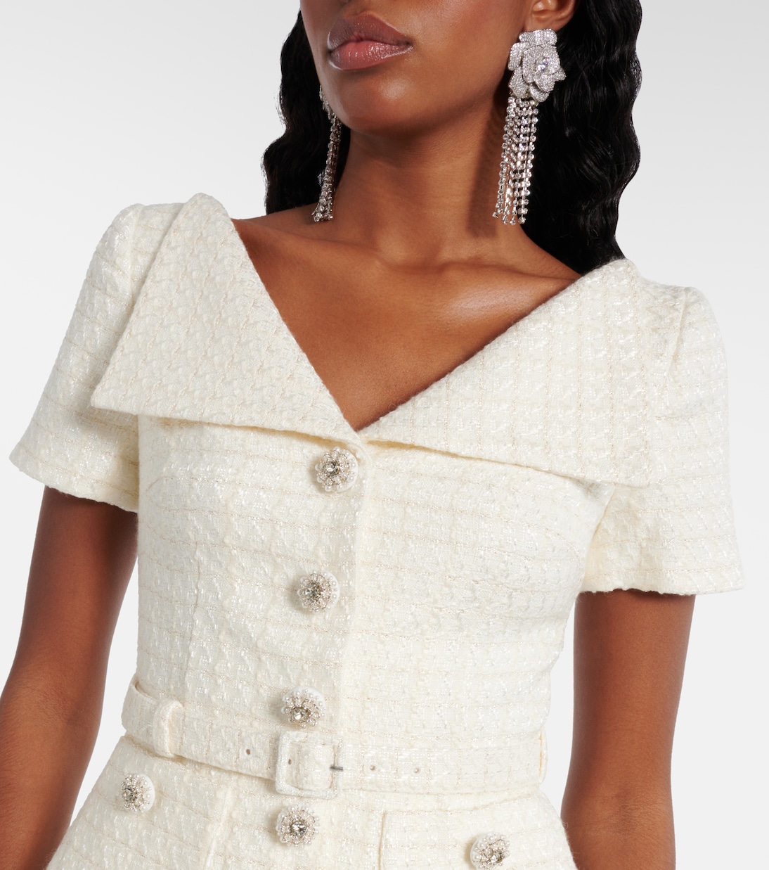 Bridal Maxikleid aus Satin und Bouclé | Self-Portrait