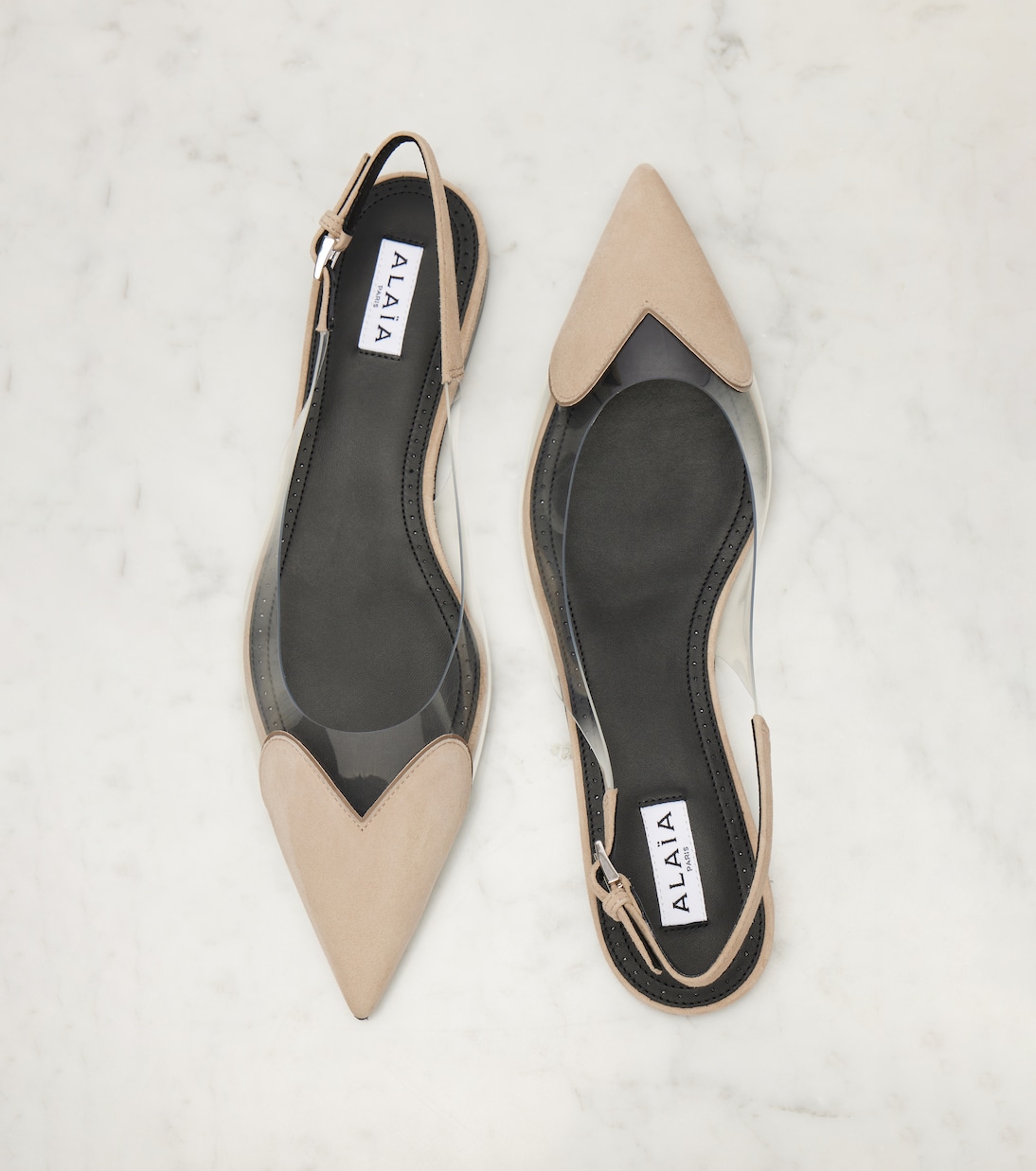 Ballerines slingback Le Cœur en daim et PVC | Alaïa