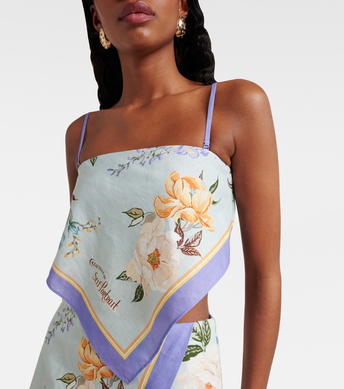 Cropped-Top aus Leinen und Baumwolle | Self-Portrait