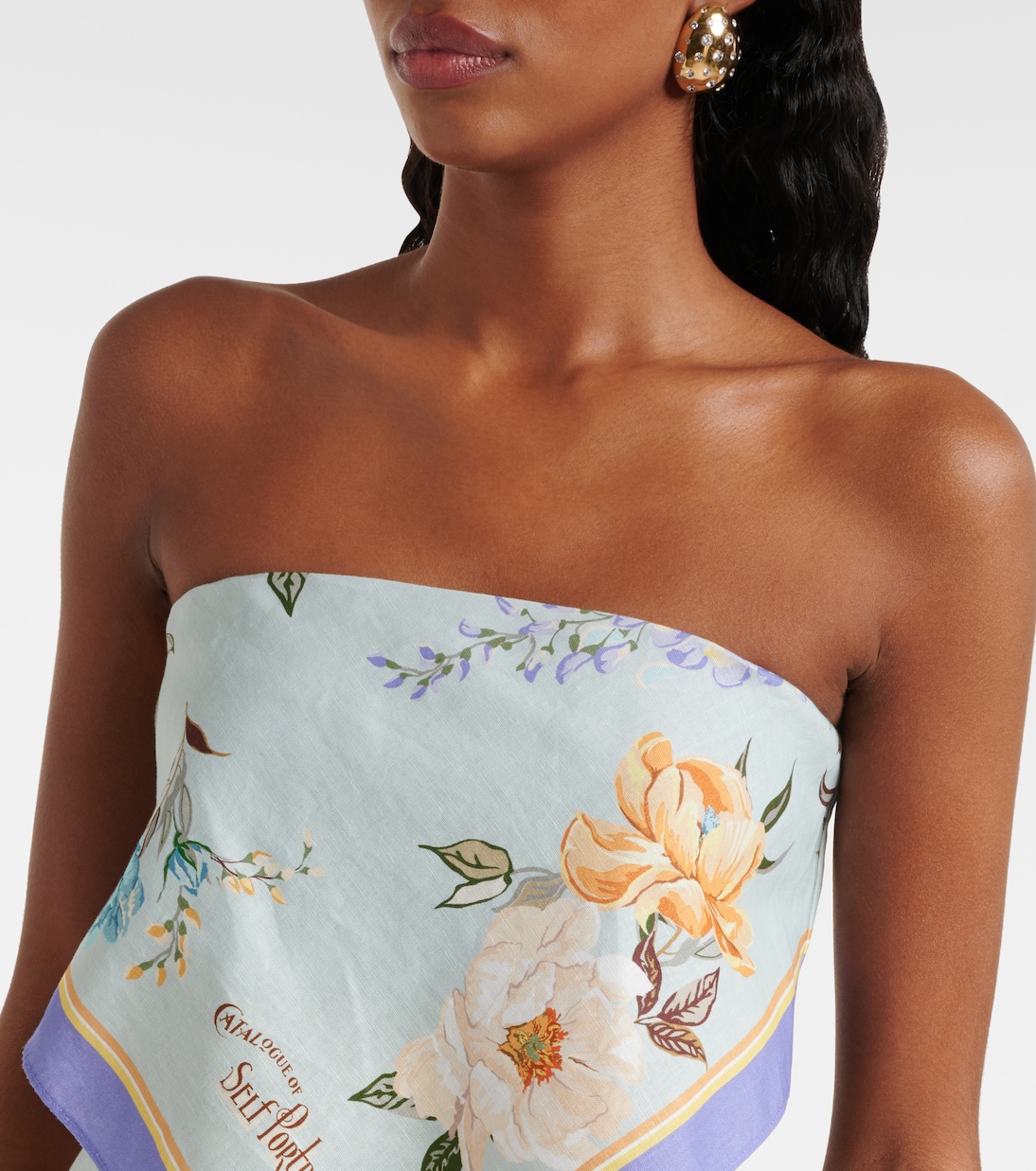 Cropped-Top aus Leinen und Baumwolle | Self-Portrait