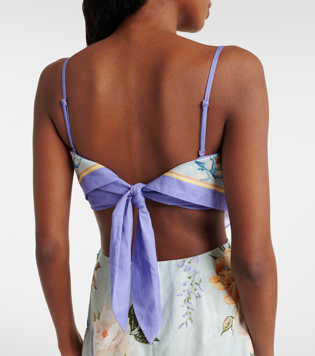 Cropped-Top aus Leinen und Baumwolle | Self-Portrait