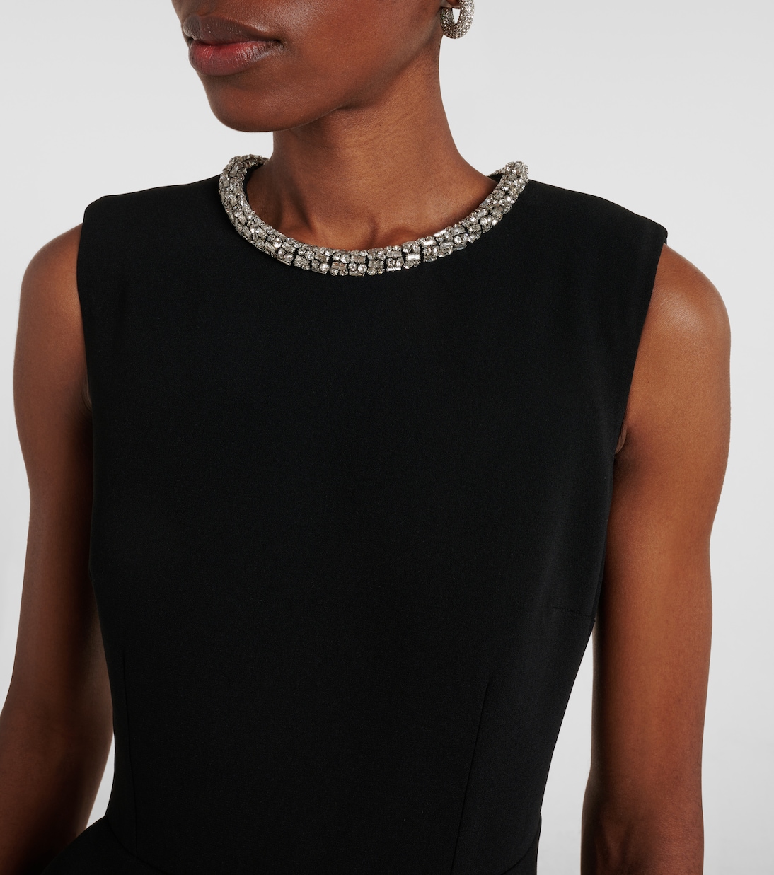 Embellished peplum satin crêpe midi dress | Roland Mouret