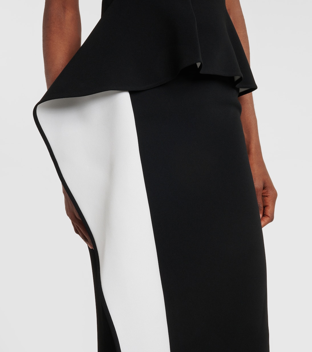 Embellished peplum satin crêpe midi dress | Roland Mouret