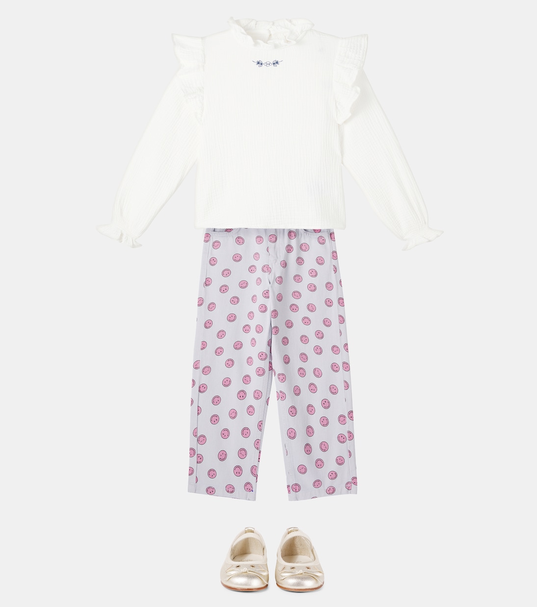 Smiley printed cotton straight jeans | The New Society