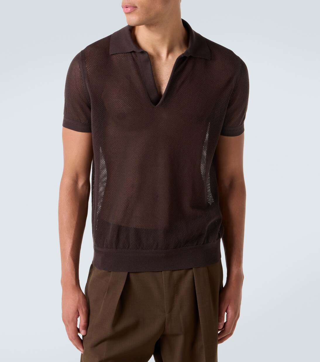 Semi-sheer cotton and silk polo shirt | Tom Ford