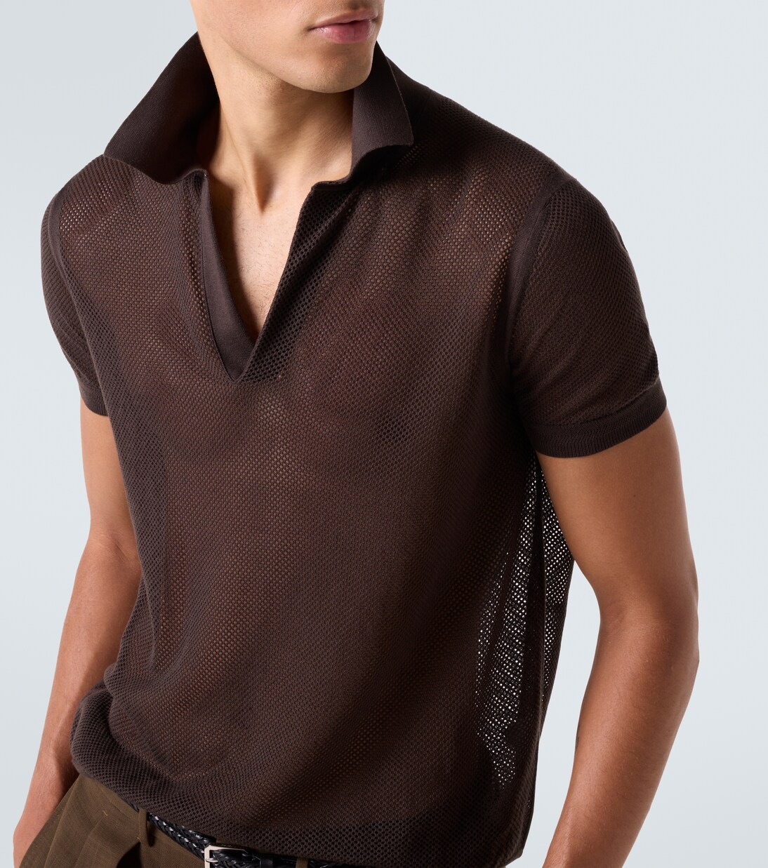 Semi-sheer cotton and silk polo shirt | Tom Ford