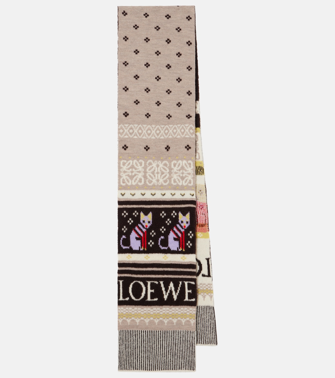 x Louis Wain Fair Isle wool-blend scarf | Loewe