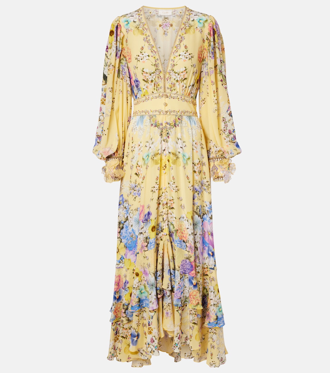 Embellished floral silk crêpe maxi dress | Camilla