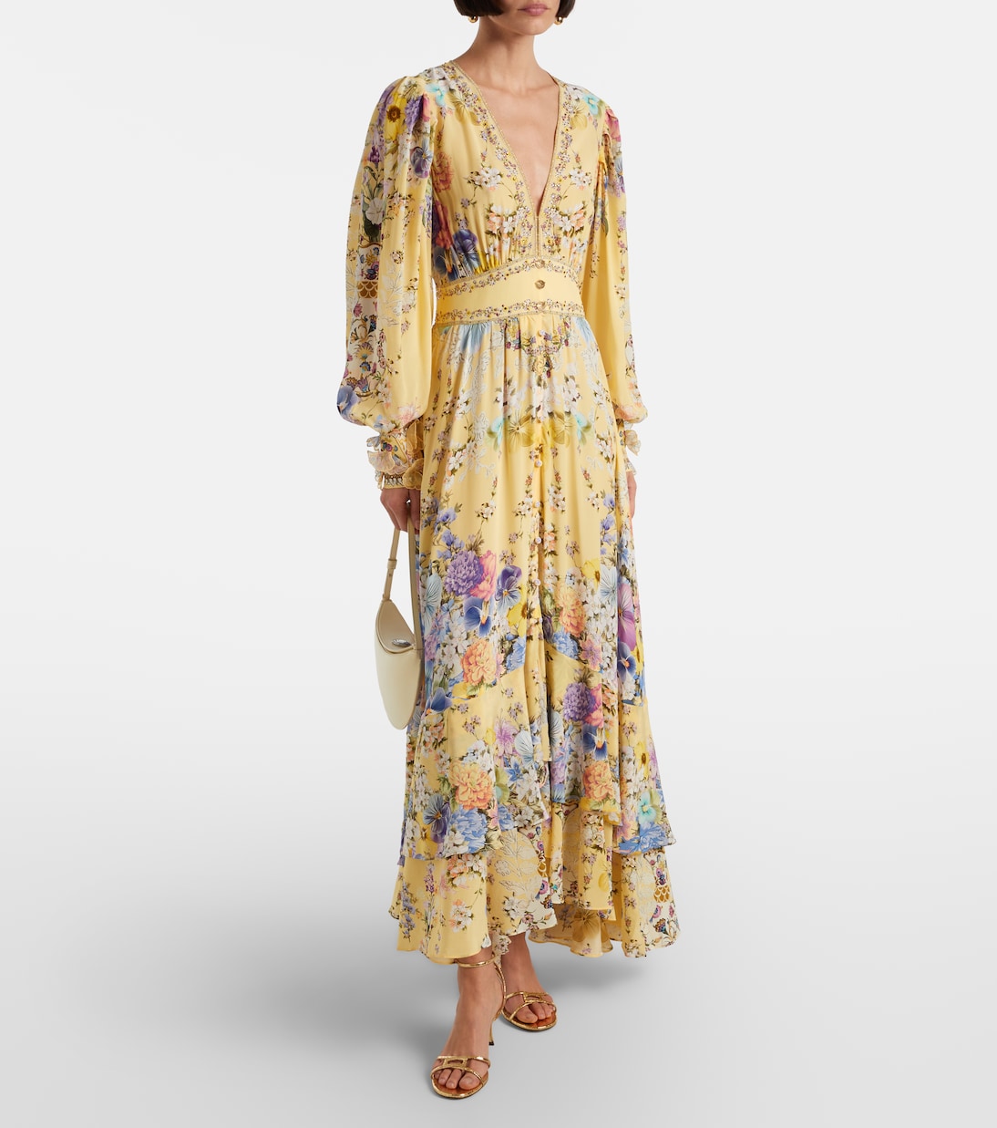 Embellished floral silk crêpe maxi dress | Camilla