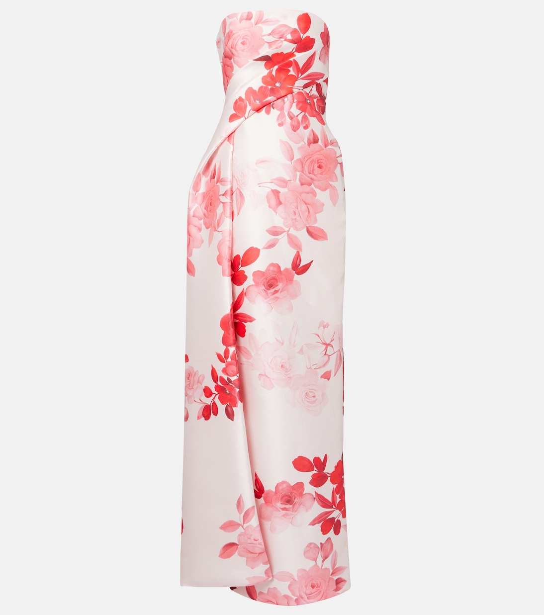 Robe longue en satin à fleurs | Monique Lhuillier