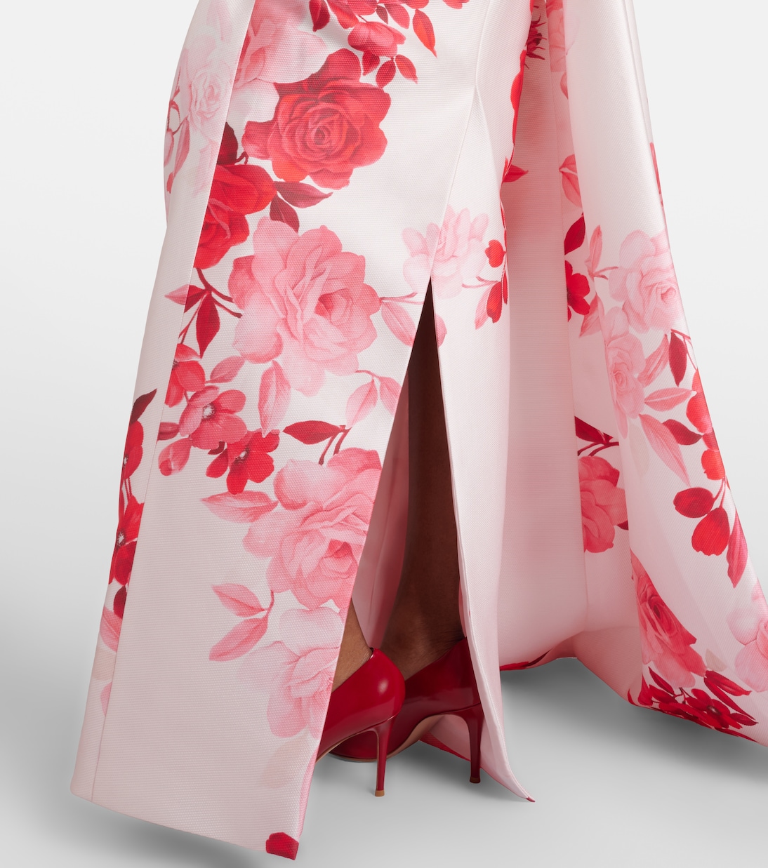 Robe longue en satin à fleurs | Monique Lhuillier