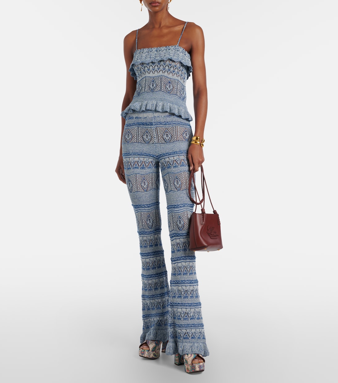 Crochet cotton flared pants | Etro