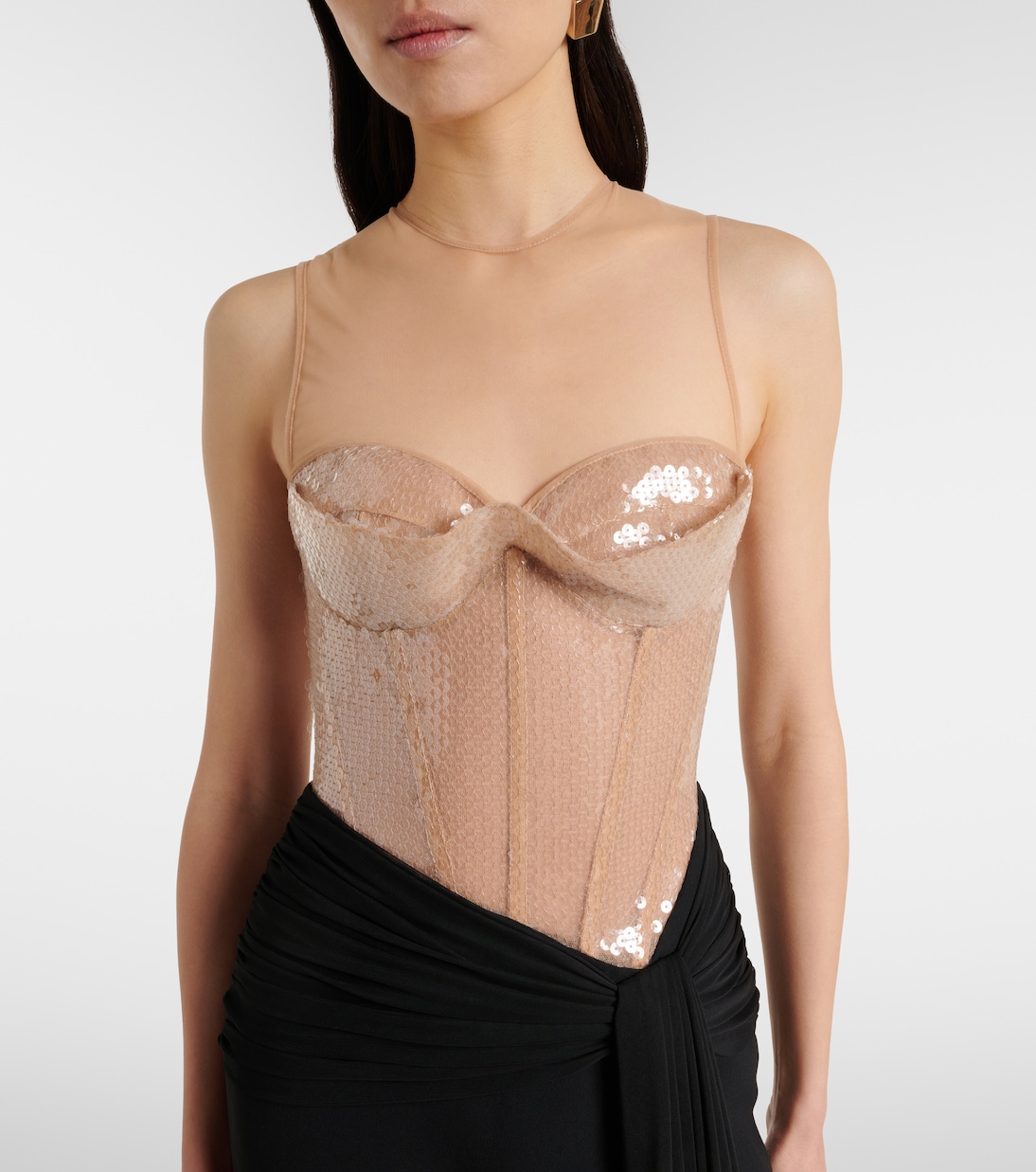 Sequined paneled bustier gown | David Koma