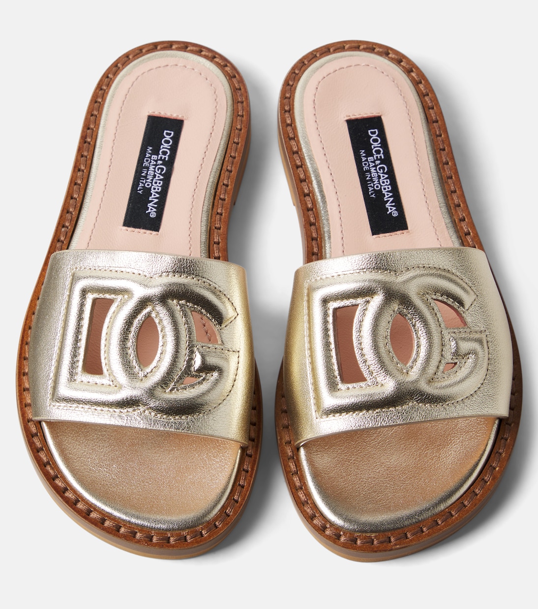 DG metallic leather slides | Dolce&Gabbana Kids