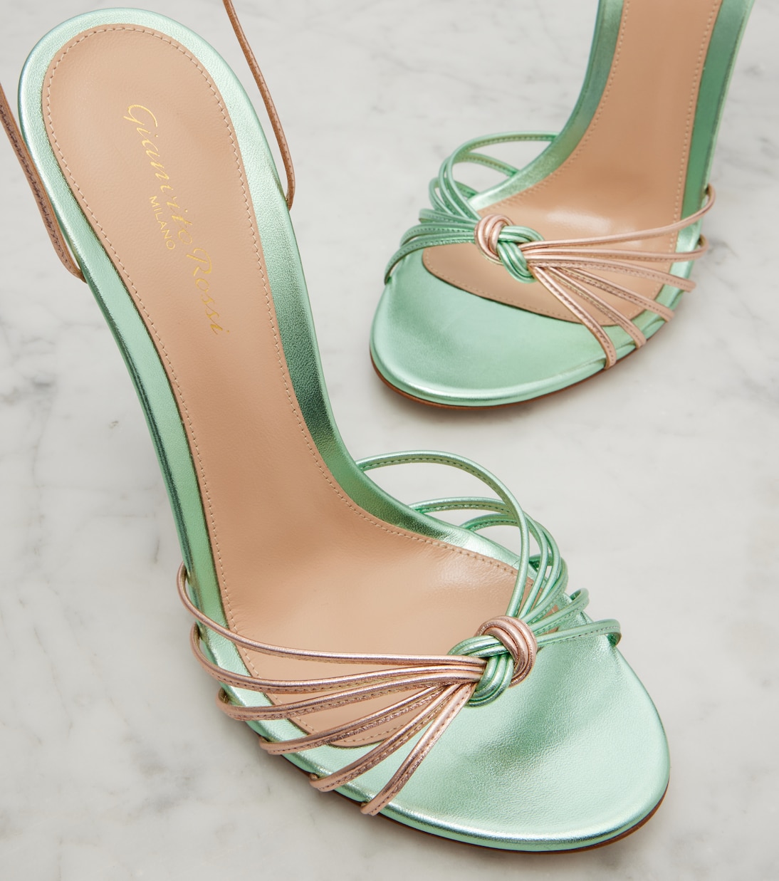 Metallic leather slingback sandals | Gianvito Rossi