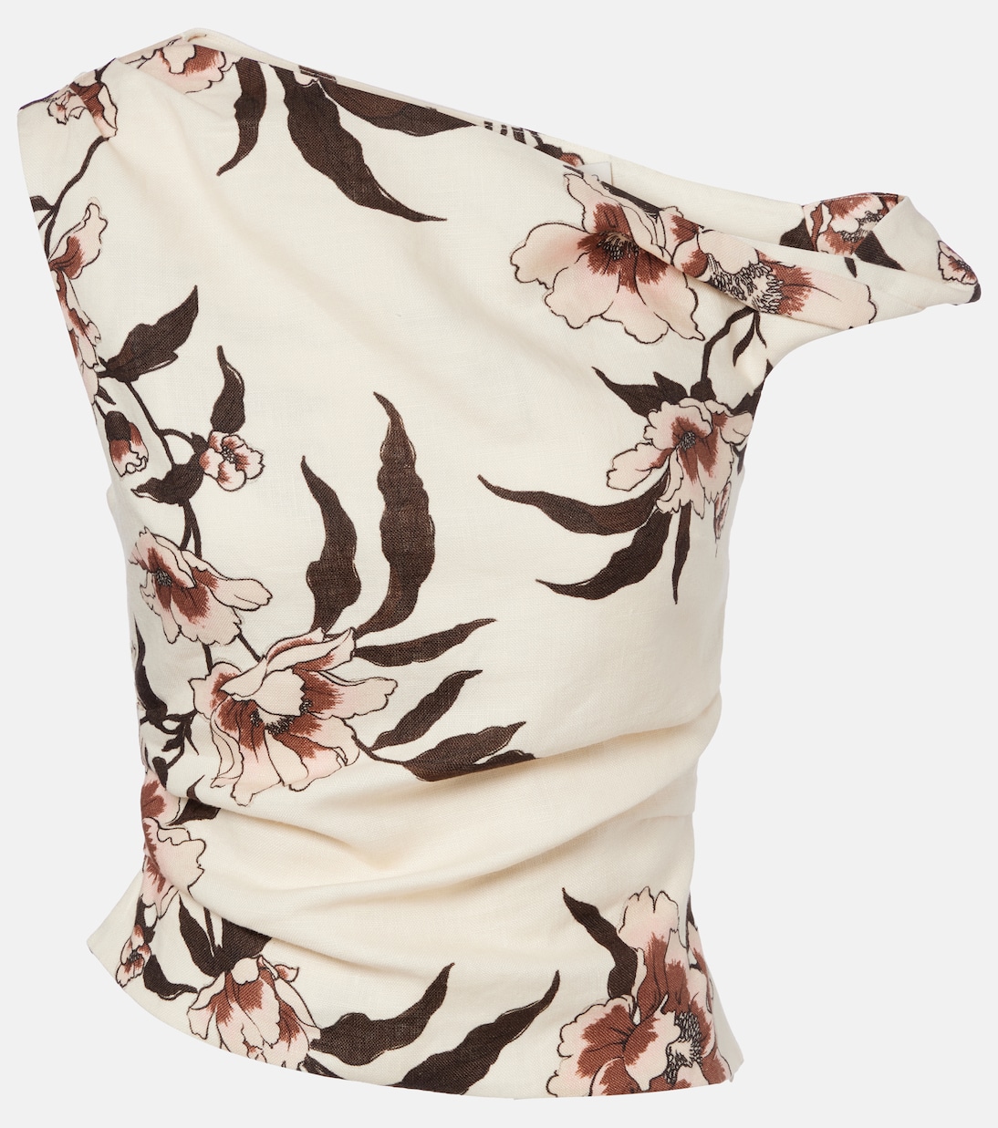 Floral asymmetric linen top | SIR