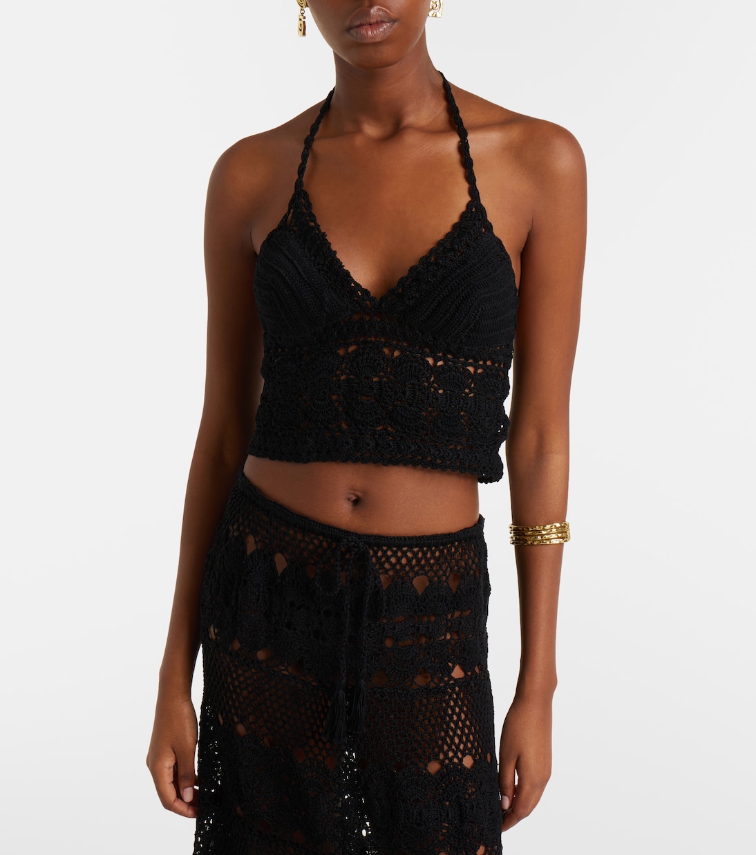 Filigree crochet halterneck cotton top | Anna Kosturova