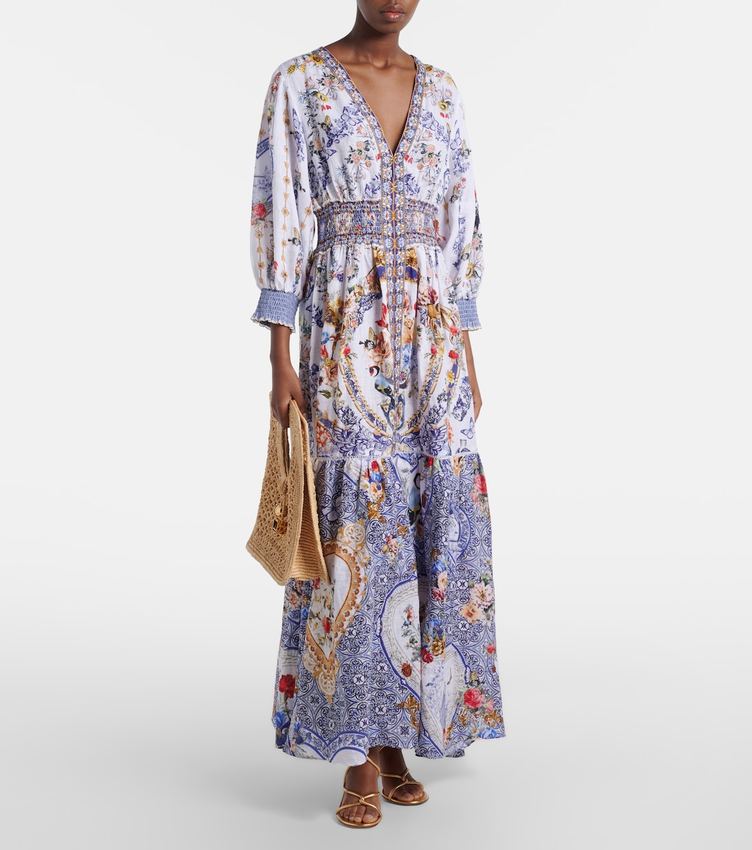 Printed linen maxi dress | Camilla