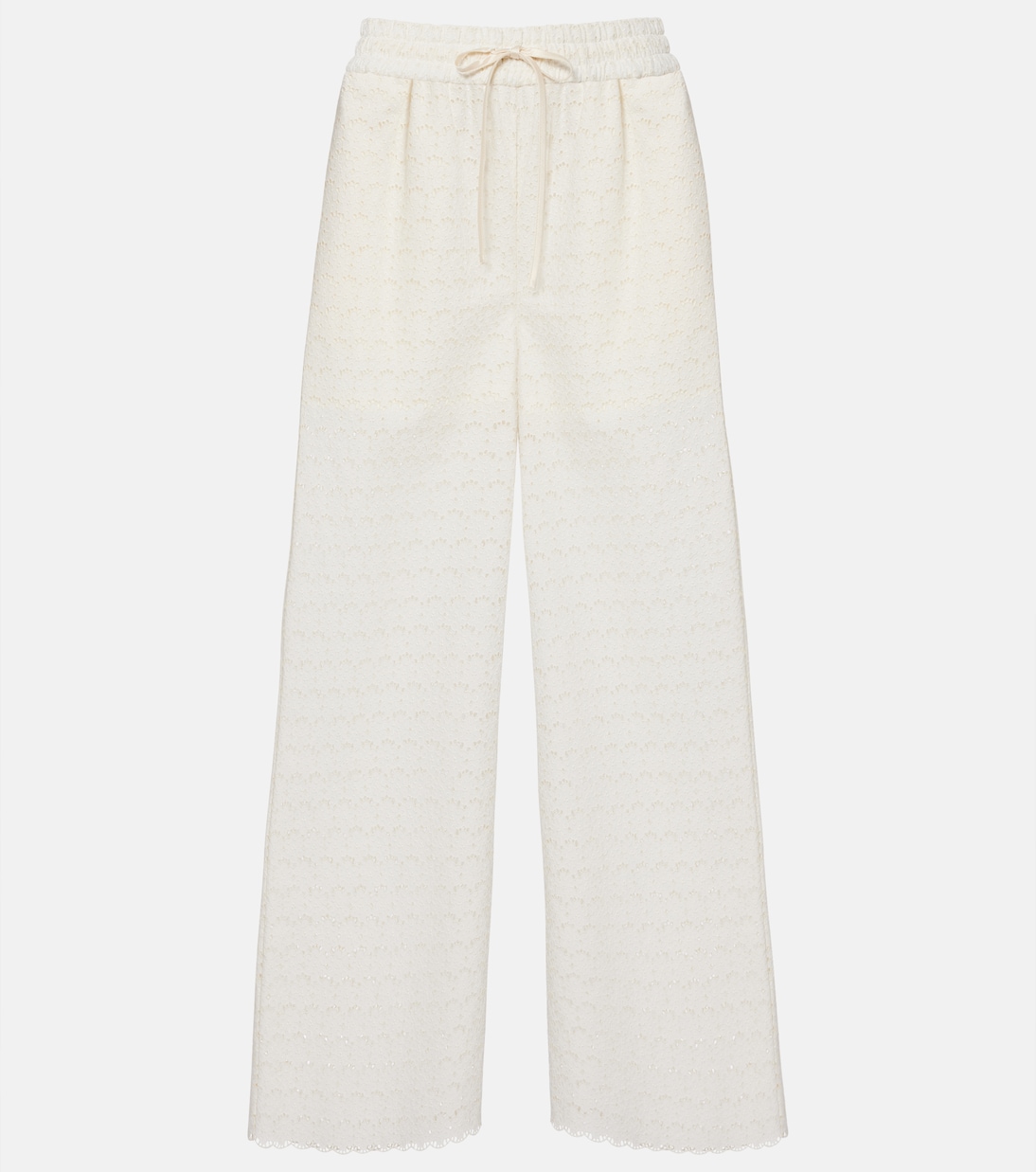 Broderie anglaise cotton wide-leg pants | Valentino