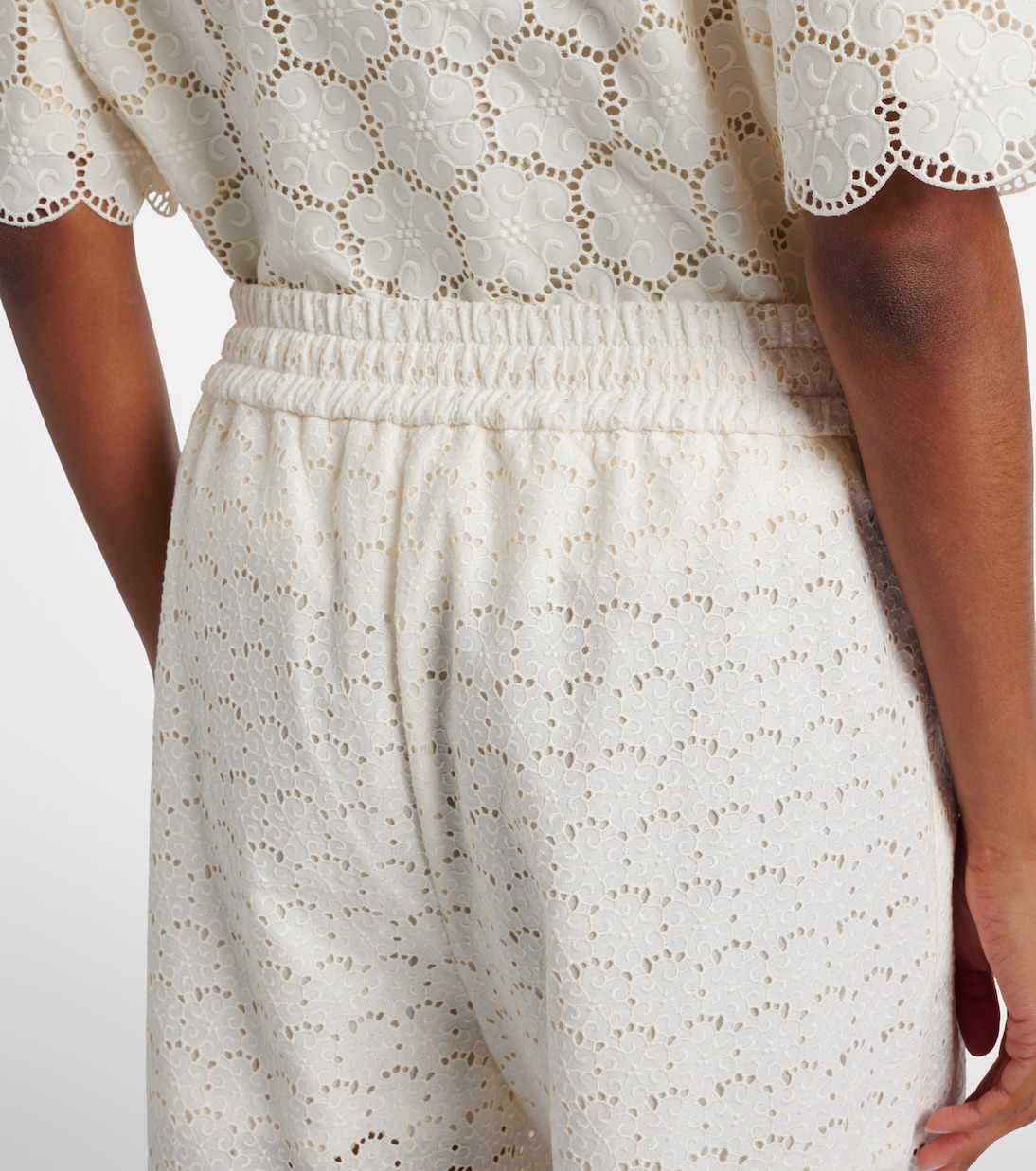 Broderie anglaise cotton wide-leg pants | Valentino
