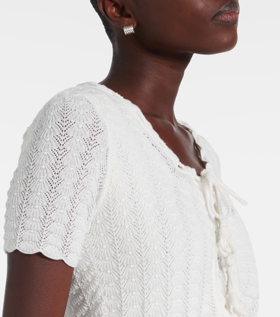 Pointelle cotton and silk cardigan  | Oscar de la Renta