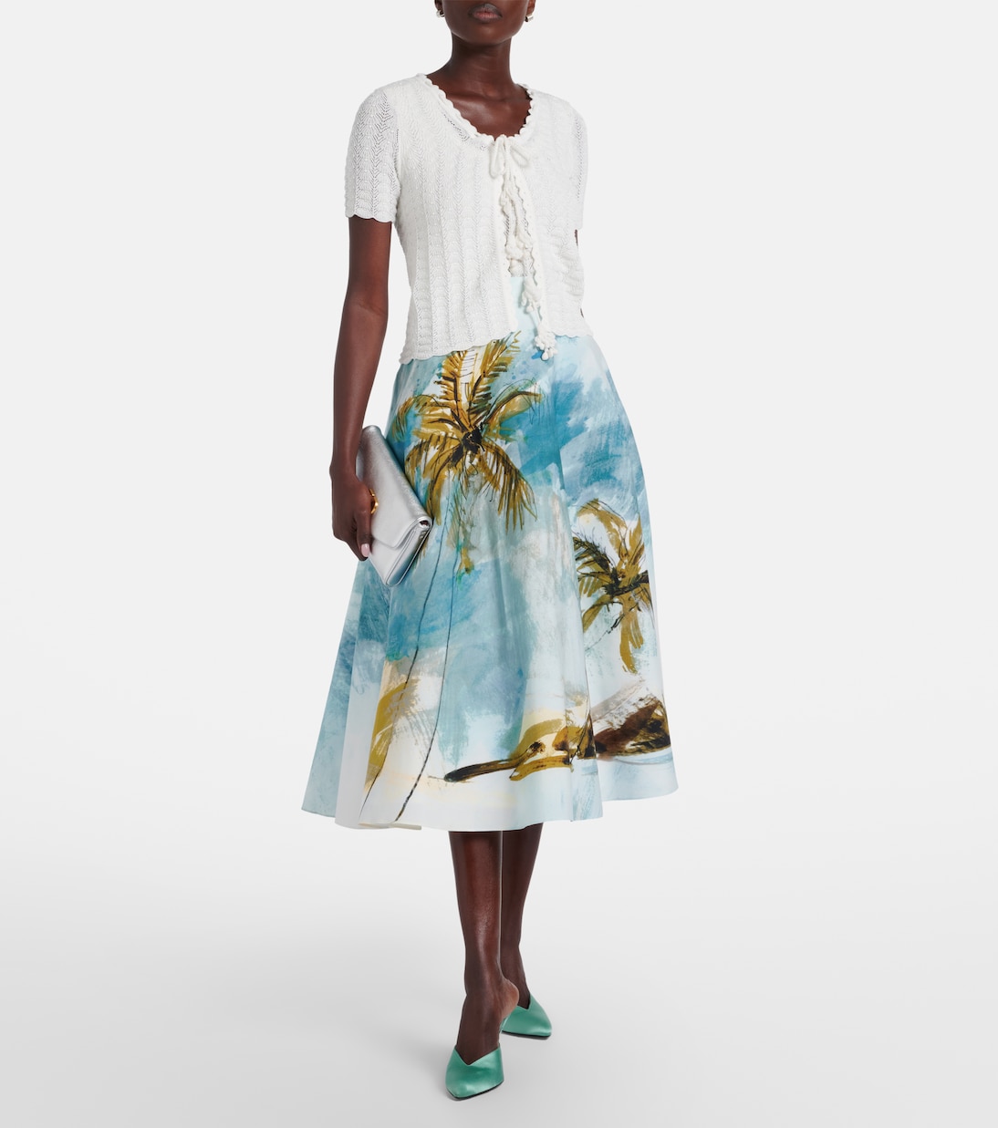 Pointelle cotton and silk cardigan  | Oscar de la Renta