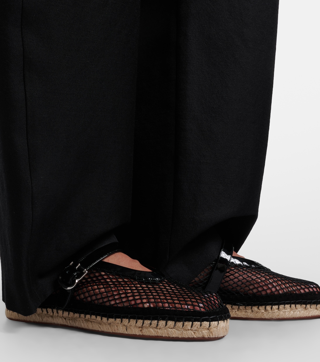 Fishnet leather-trimmed espadrilles | Alaïa