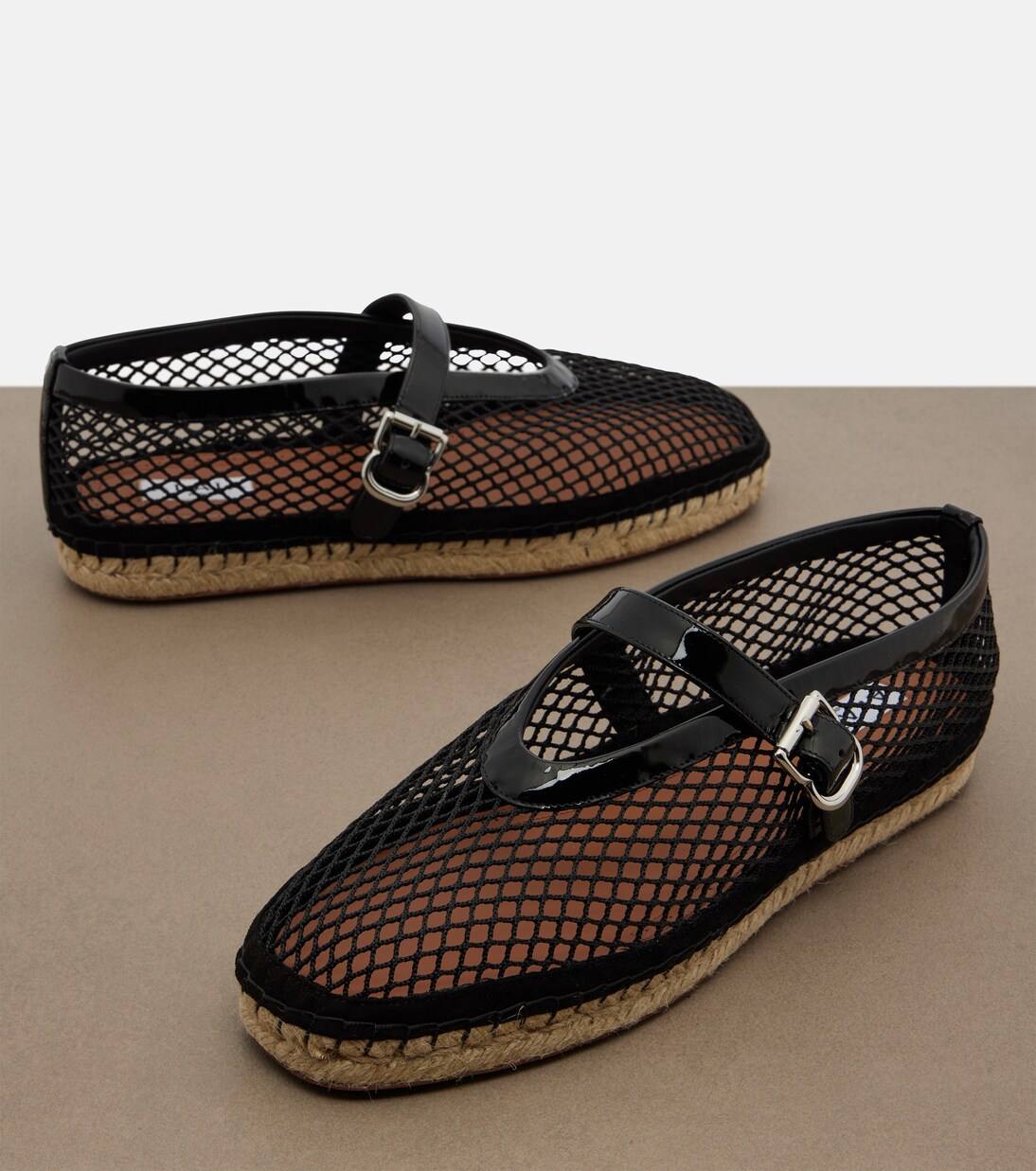 Fishnet leather-trimmed espadrilles | Alaïa