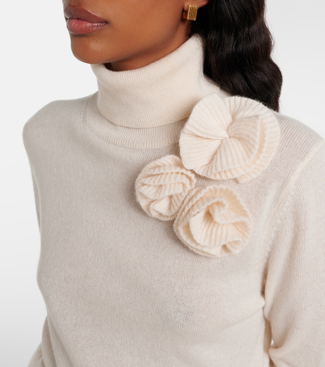 Pullover aus Wolle und Kaschmir mit floraler Applikation | Jardin des Orangers