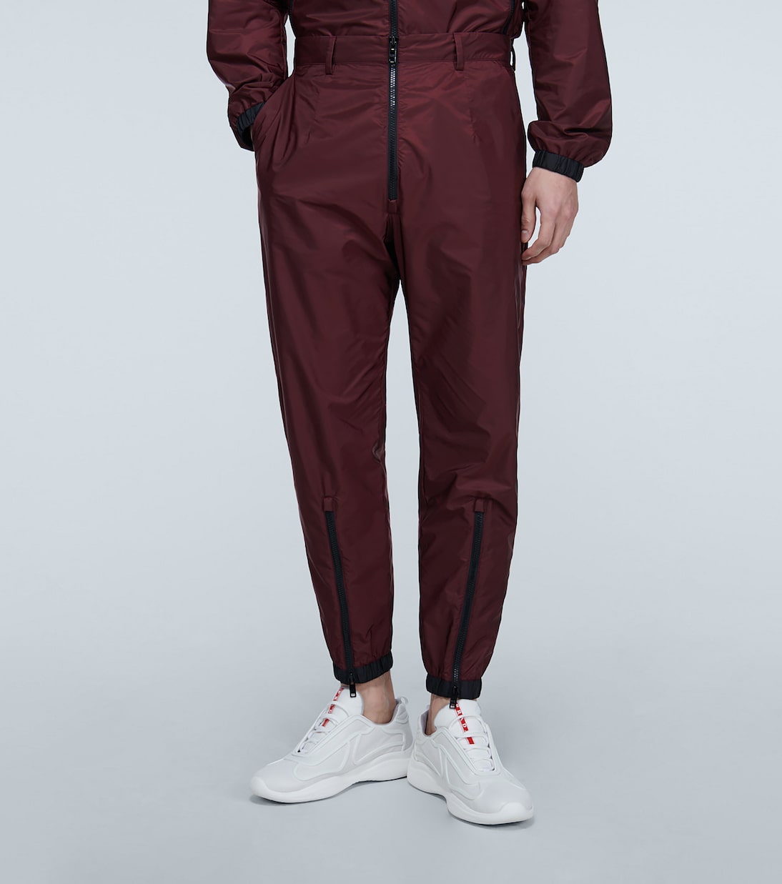 technical pants with contrast zips | Prada