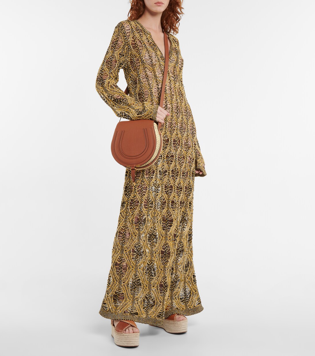 Marcie leather-trimmed raffia shoulder bag | Chloé