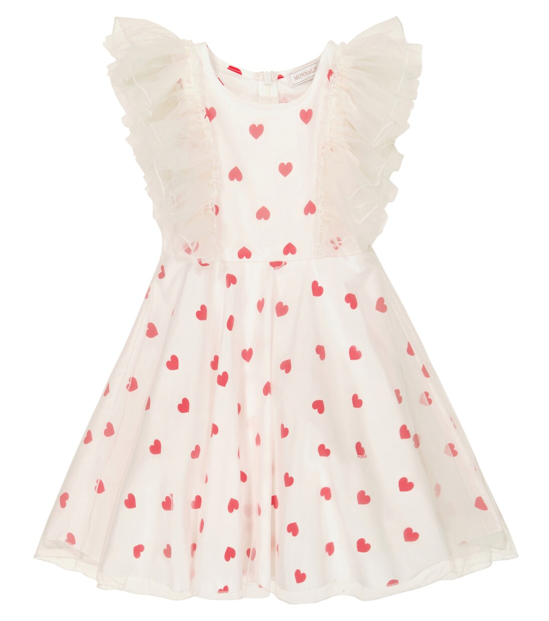 Heart printed ruffled cotton dress | Monnalisa