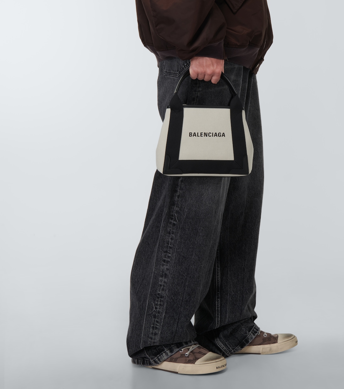 Cabas leather-trimmed canvas tote bag | Balenciaga