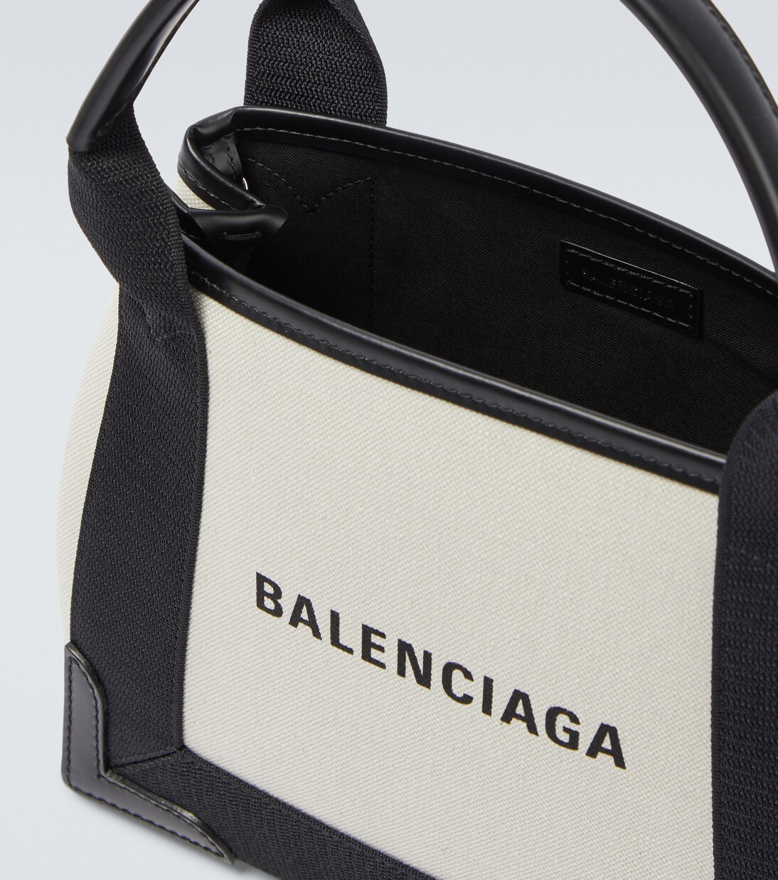 Cabas leather-trimmed canvas tote bag | Balenciaga