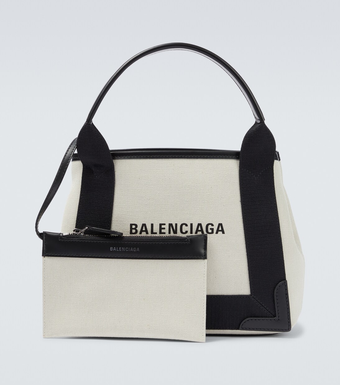 Cabas leather-trimmed canvas tote bag | Balenciaga