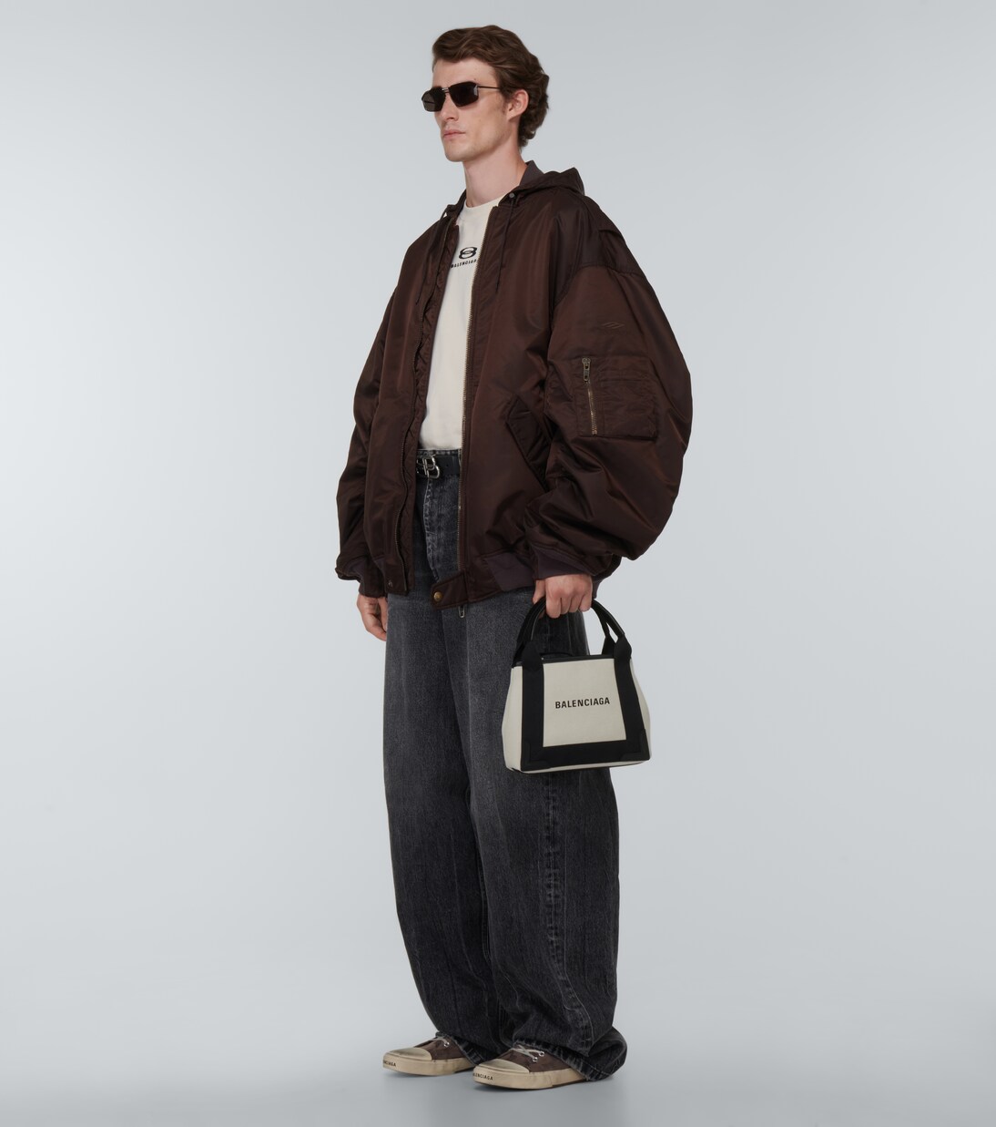 Cabas leather-trimmed canvas tote bag | Balenciaga