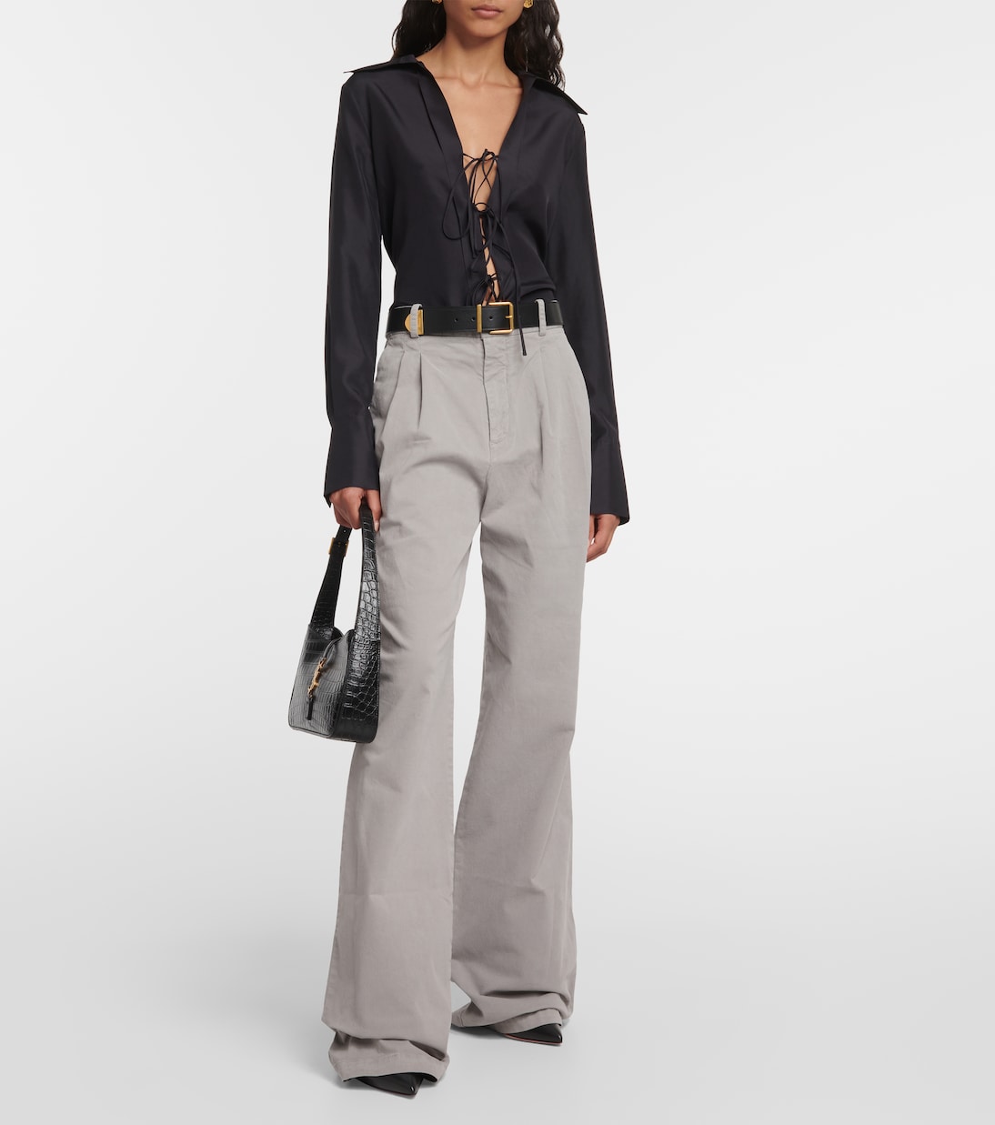 Pantalon ample Flavie en coton et lin | Nili Lotan